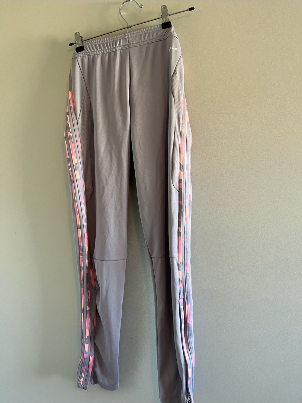Girls Adidas Light Purple Track Pants with pink stripe
